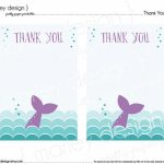 Card Printables Mermaid Thank You Card Printable Mermaid Party In   Free Printable Mermaid Thank You Cards