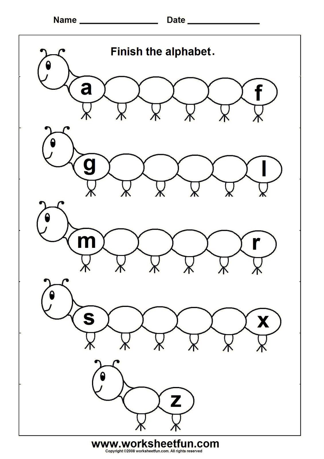 Caterpillar Alphabet Practice. Free Printable! | #kindergarten - Free Printable Alphabet Pages