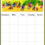 Childrens Gems In My Treasure Box: Sunday School   Attendance Charts   Sunday School Attendance Chart Free Printable