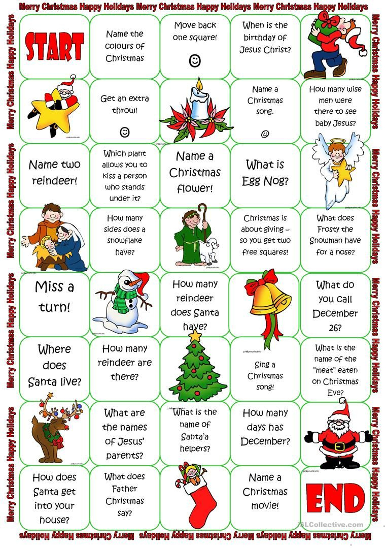 Christmas Board Game Worksheet - Free Esl Printable Worksheets Made - Free Printable Christmas Board Games