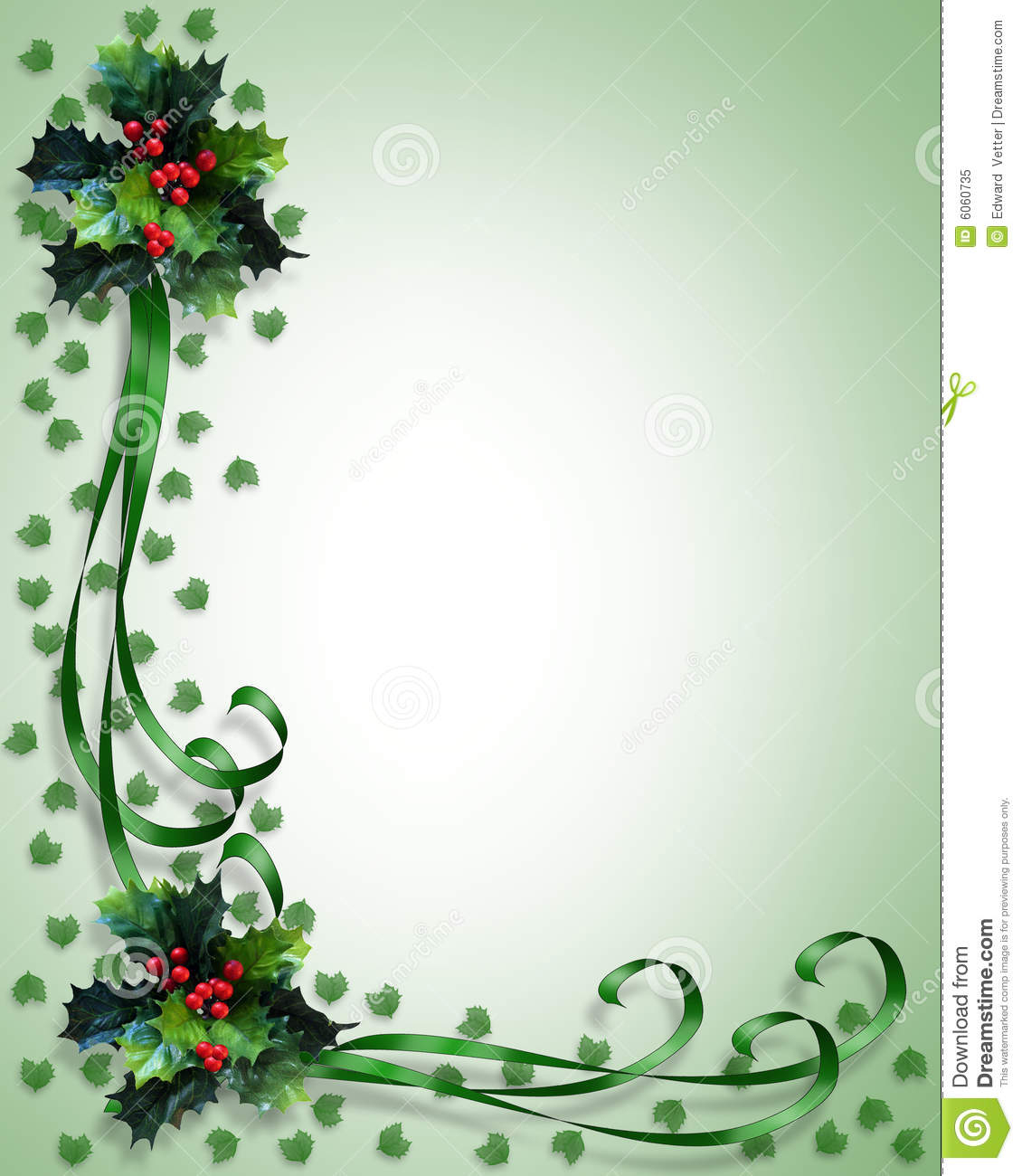 Christmas Border Holly And Ribbons Stock Illustration - Illustration - Free Printable Christmas Backgrounds