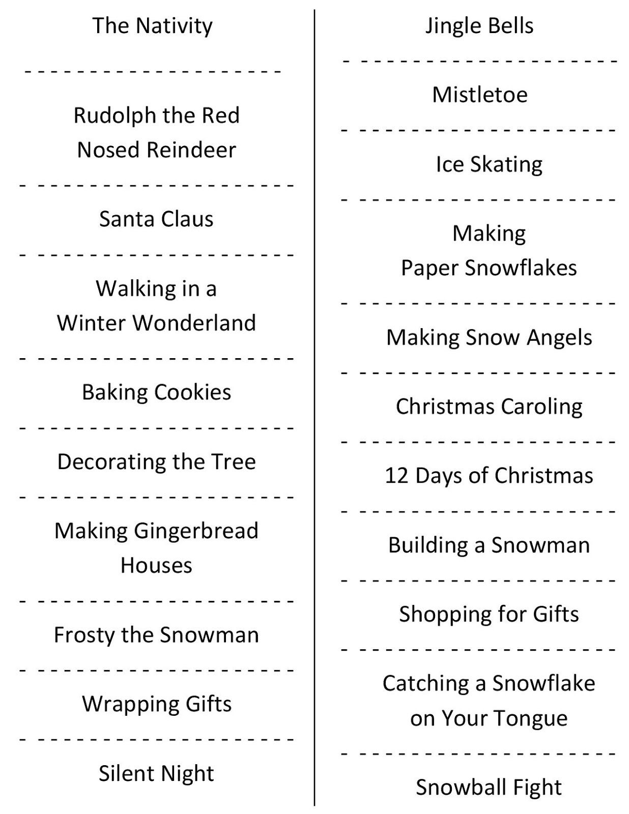 Christmas Charades (Free Printable Party Game) | Christmas | Holiday - Free Printable Christmas Charades Cards