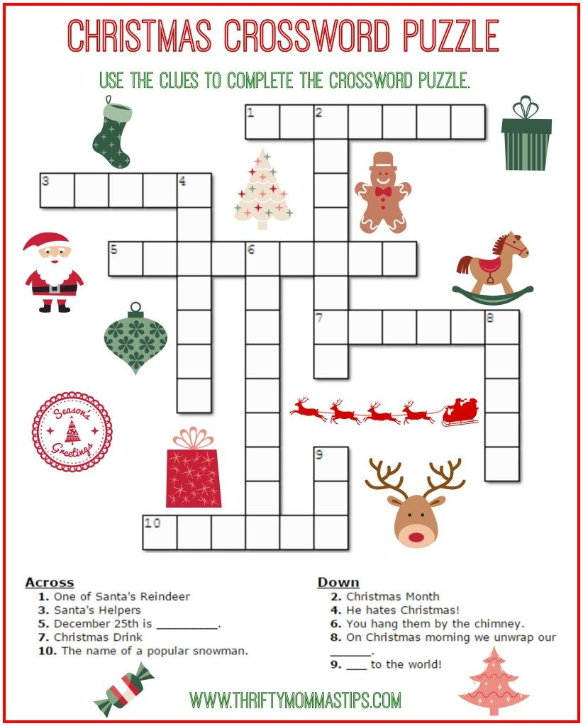 Christmas Crossword Puzzle Printable - Thrifty Momma&amp;#039;s Tips | Free - Free Printable Christmas Puzzle Games