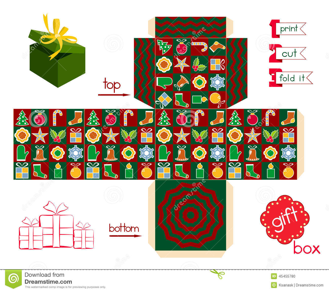 Christmas Gift Box Template Free Printable – Festival Collections - Printable Box Templates Free Download