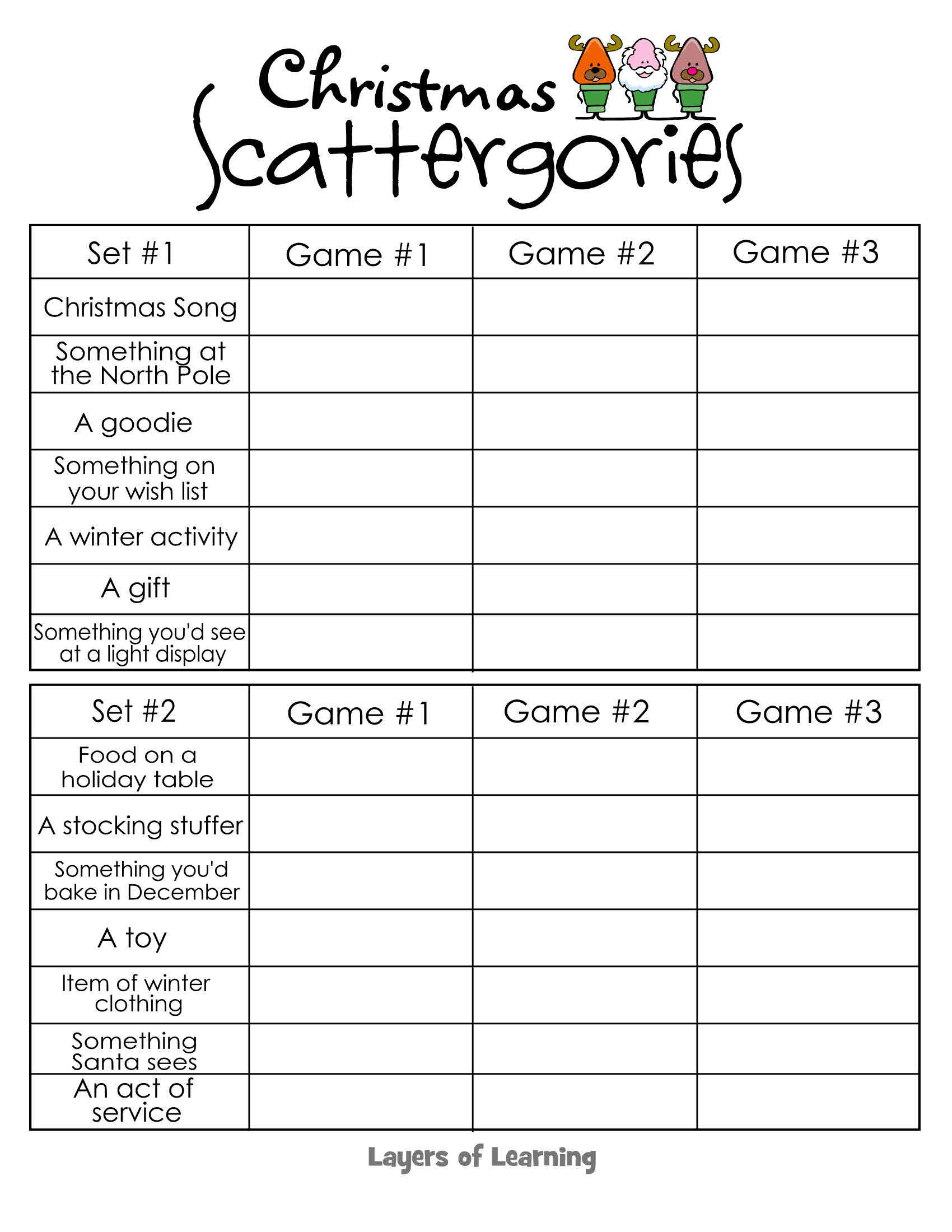Christmas Scattergories | Homeschool Holidayopedia | Pinterest - Free Printable Games For Adults