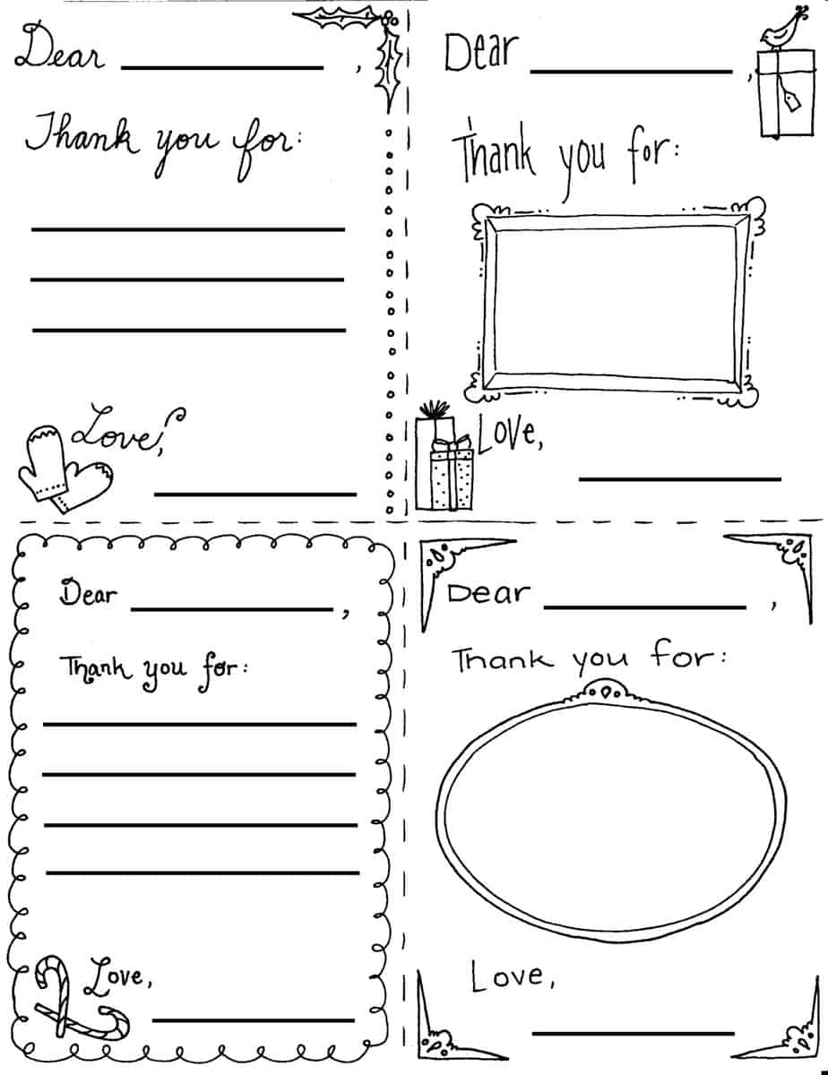 Christmas &amp;quot;thank You&amp;quot; Cards Coloring Sheets - Free Printable Christmas Cards To Color