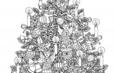 Christmas Tree With Ornaments - Christmas Adult Coloring Pages - Free Printable Christmas Tree Ornaments To Color