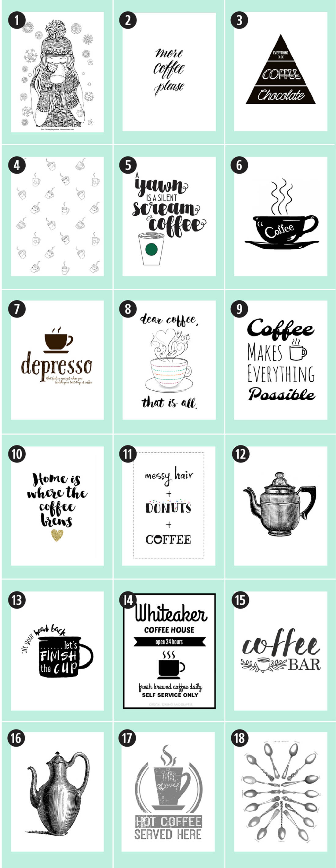 Coffee Free Printables: 180+ Ultimate Guide • Little Gold Pixel - Free Printable Coffee Bar Signs