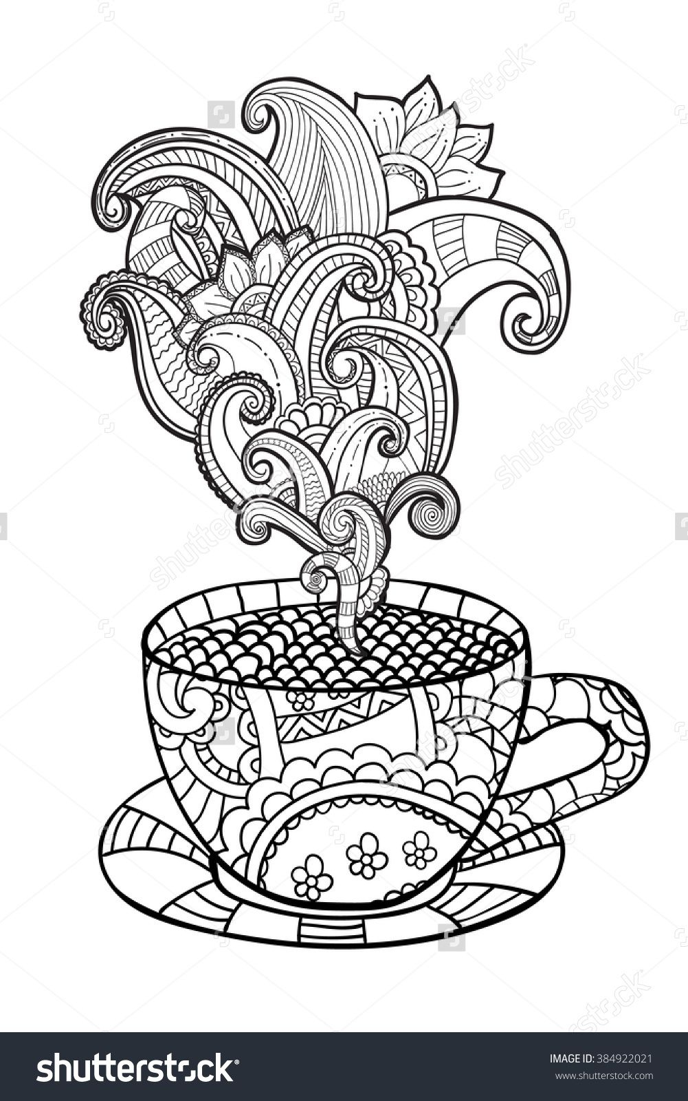 Coffee Or Tea Cup Zentangle Style Coloring Page 384922021 - Free Printable Tea Cup Coloring Pages