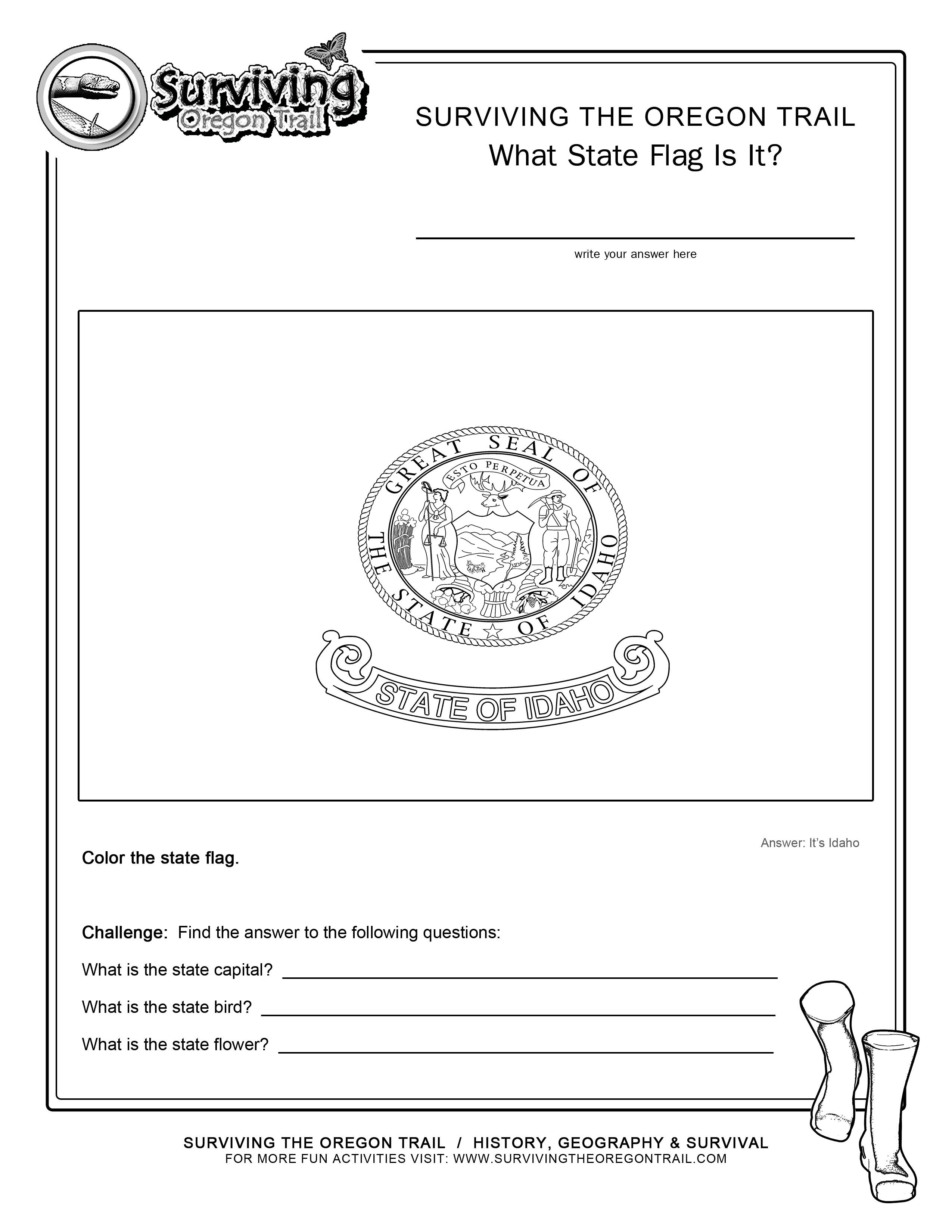Coloring Page State Flag Idaho Printable Worksheet – Surviving The - Free Printable Arkansas History Worksheets