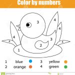 Coloring Page With Duck Bird. Colornumbers Educational Children   Toddler Learning Activities Printable Free