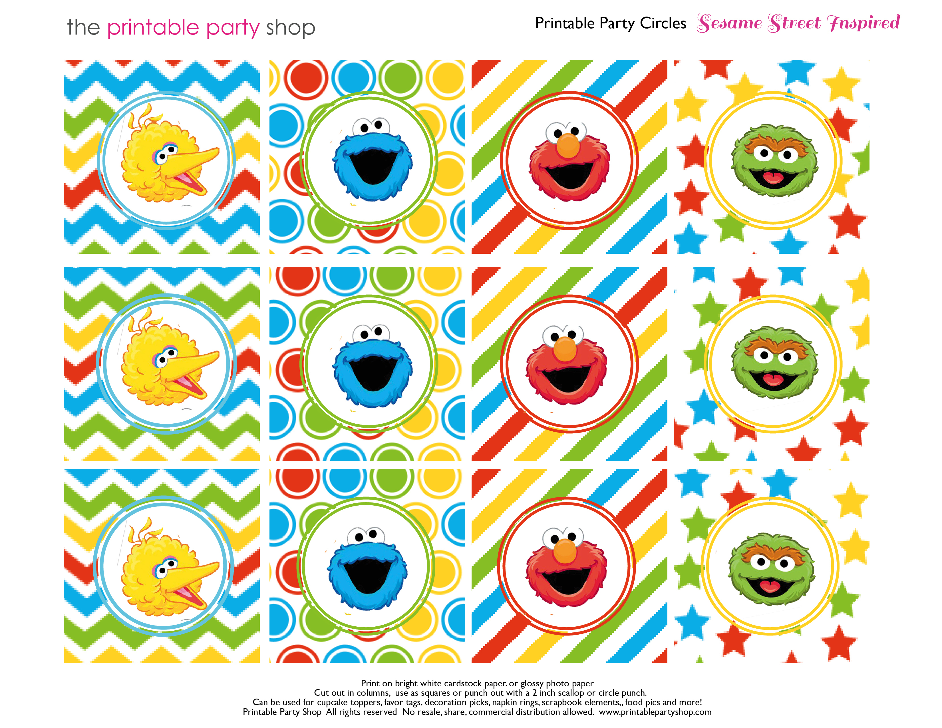 Coloured Sugar | Sesame Street Party - Free Printable Sesame Street Cupcake Toppers