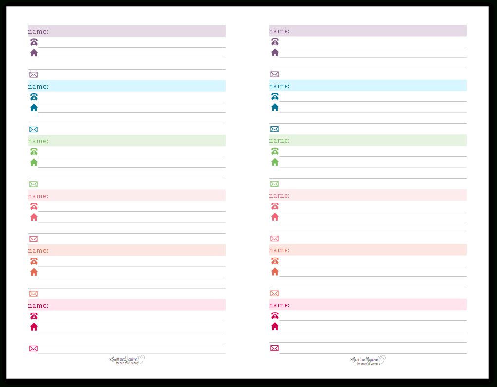 Colourful Address Book And Password Log Printables - Free Printable Address Book Pages