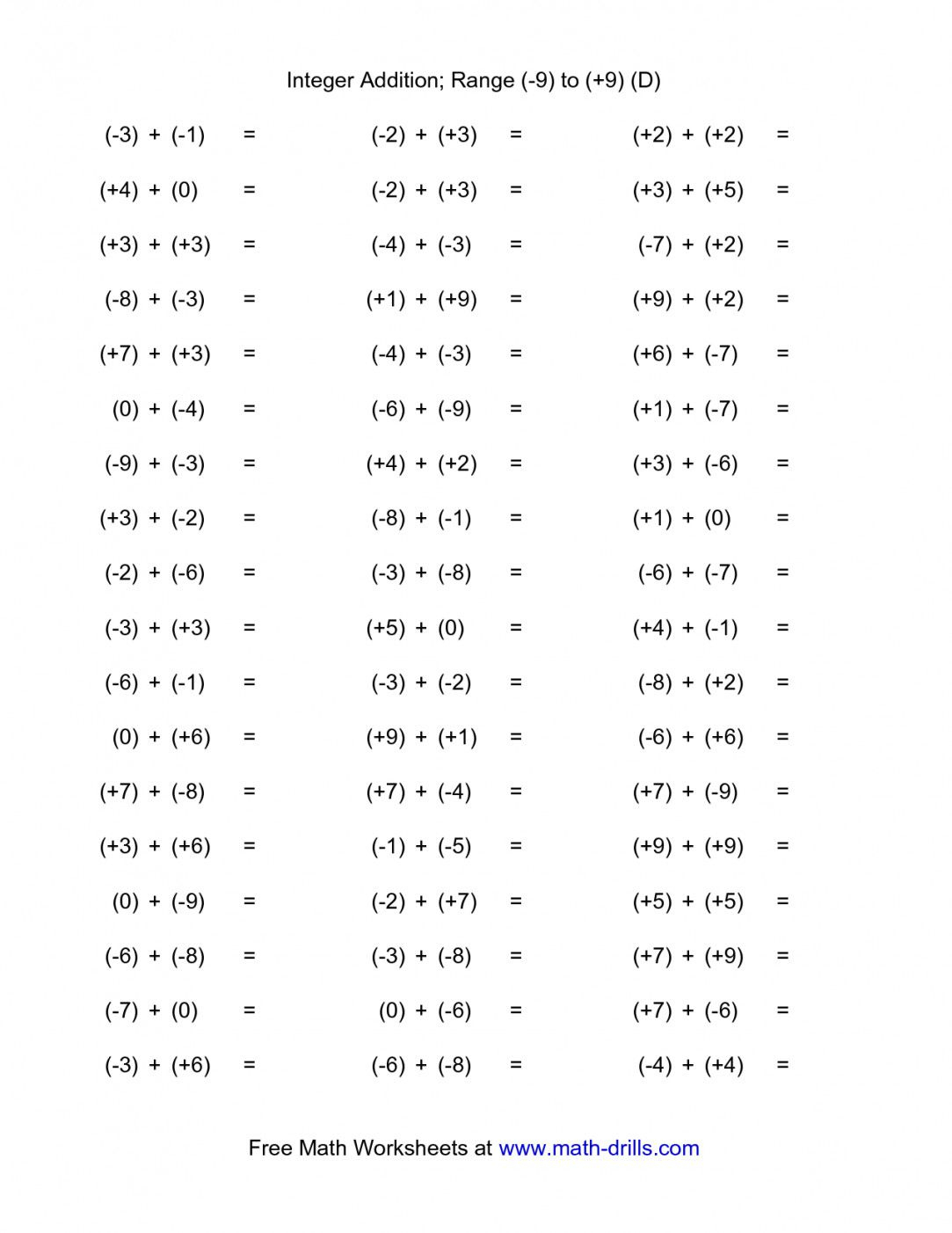 Comparing Integers Worksheet | Lostranquillos - Free Printable Integer Worksheets Grade 7