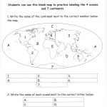 Continents And Oceans Of The World Worksheet Worksheets For All   Free Printable Map Of Continents And Oceans
