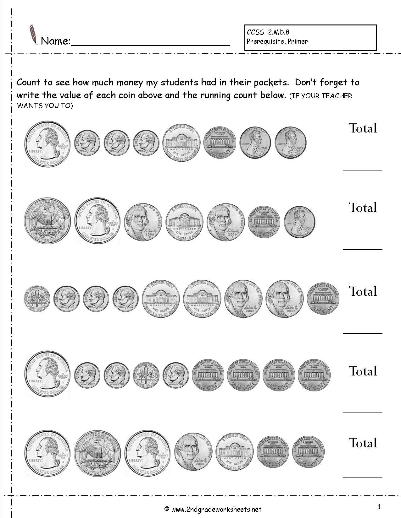 Counting Coins And Money Worksheets And Printouts - Free Printable Counting Money Worksheets For 2Nd Grade