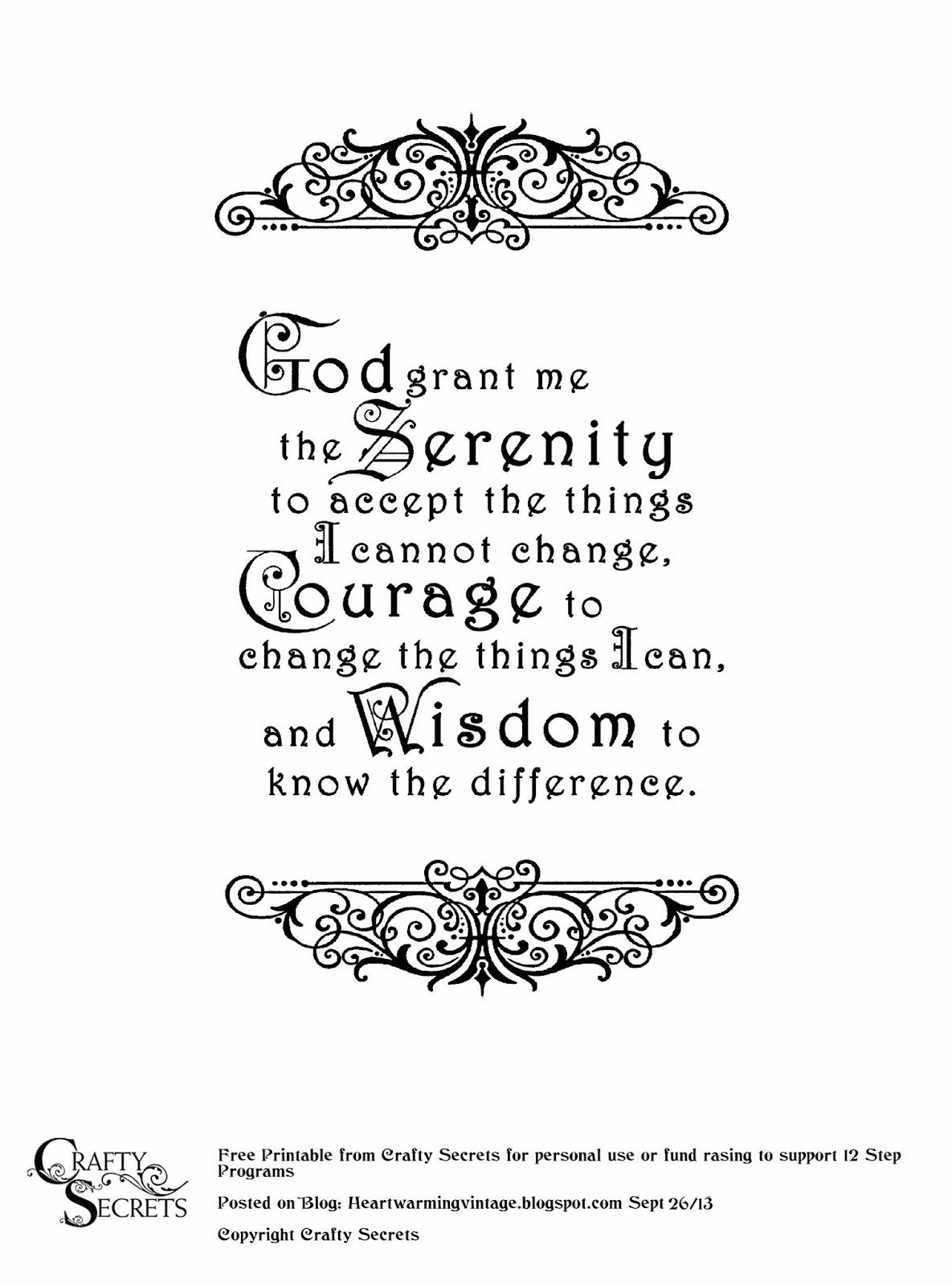 Crafty Secrets Heartwarming Vintage Ideas And Tips: Free Serenity - Free Printable Serenity Prayer