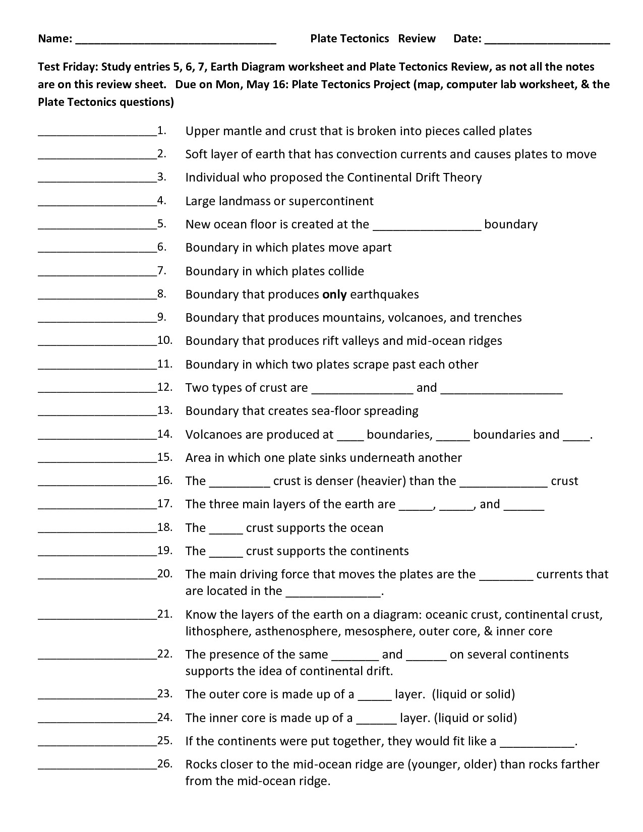 Crossword Puzzle Creator Crosswords Plate Tectonics Quiz Worksheet - Free Printable Test Maker For Teachers