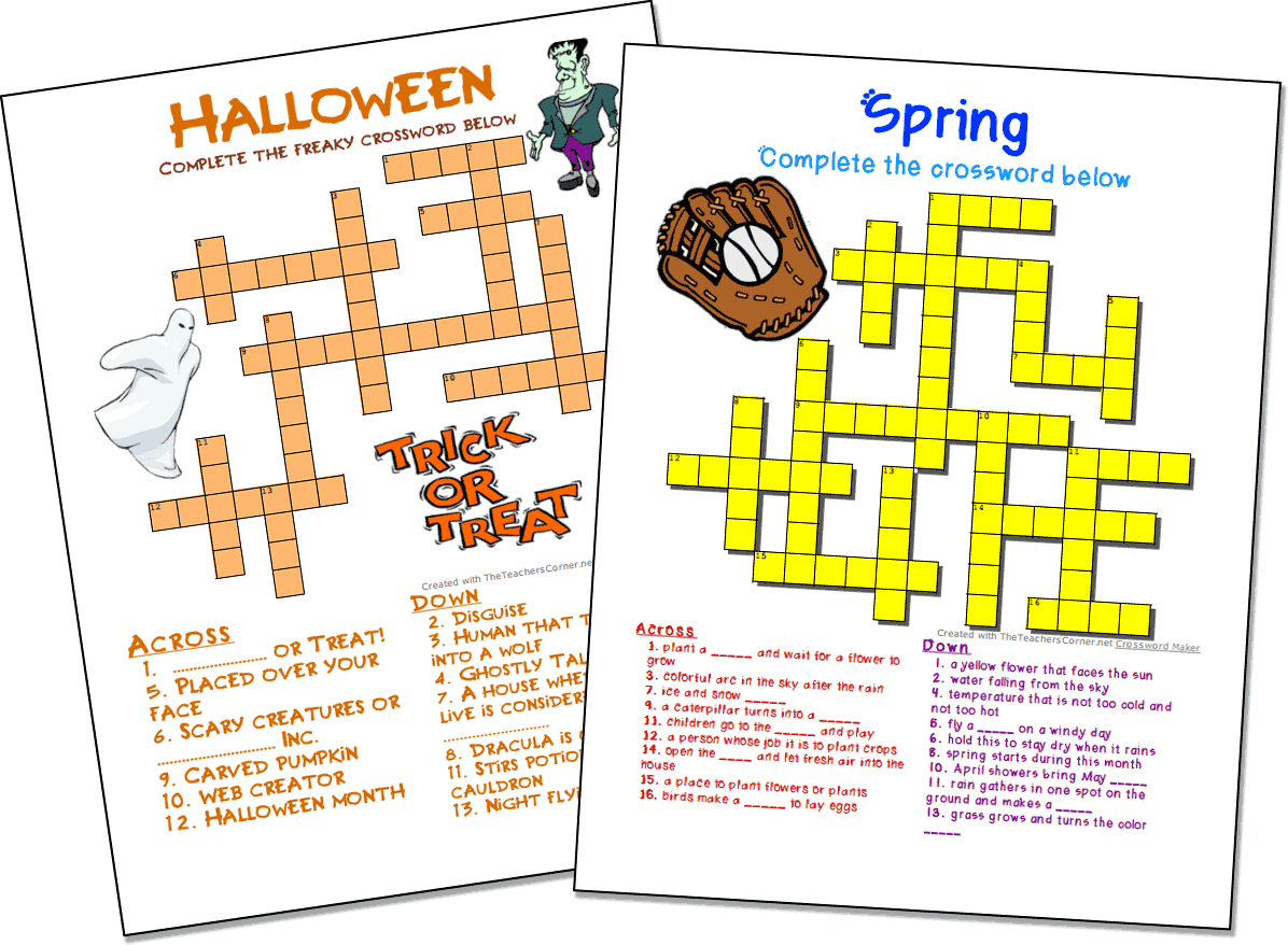 Crossword Puzzle Maker | World Famous From The Teacher&amp;#039;s Corner - Make Your Own Puzzle Free Printable