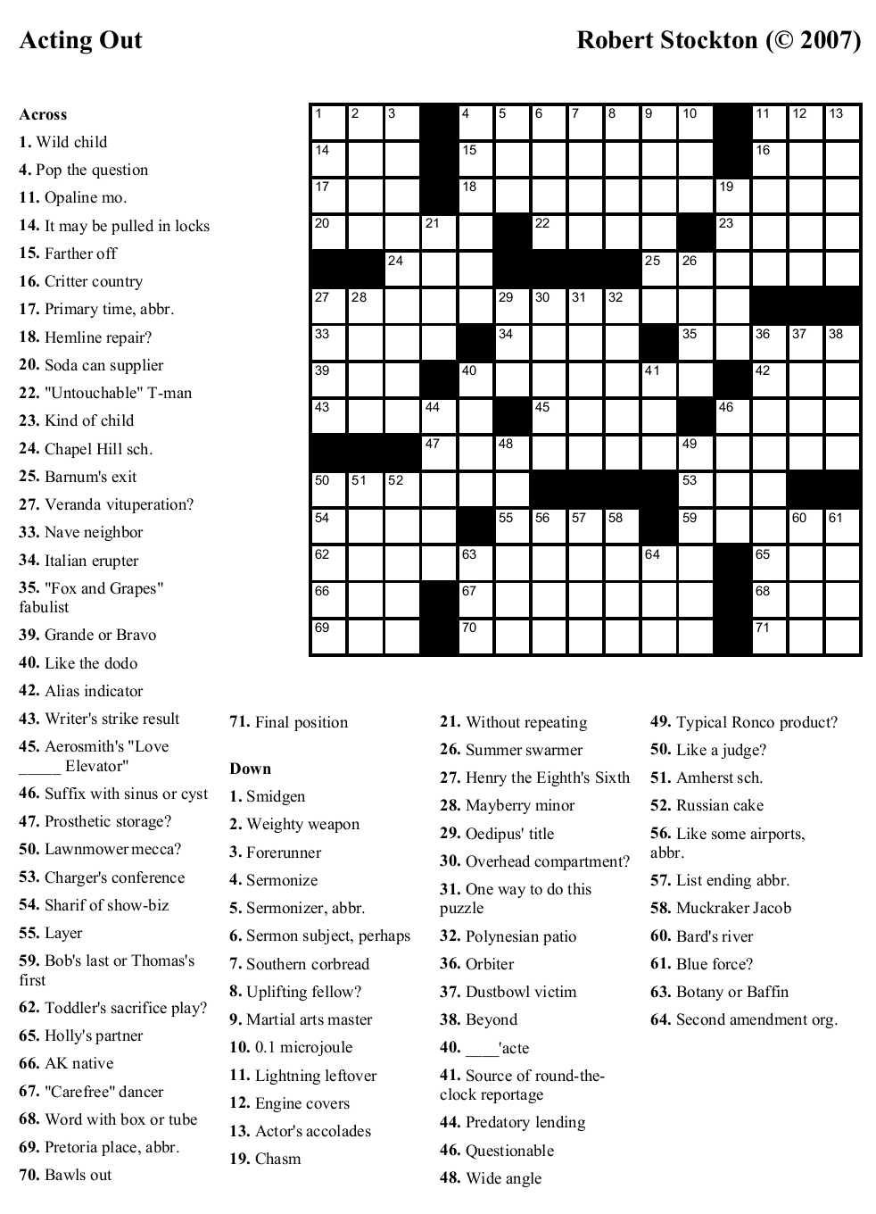 Crossword Puzzle Online Printable Crosswords ~ Themarketonholly - Create A Crossword Puzzle Free Printable