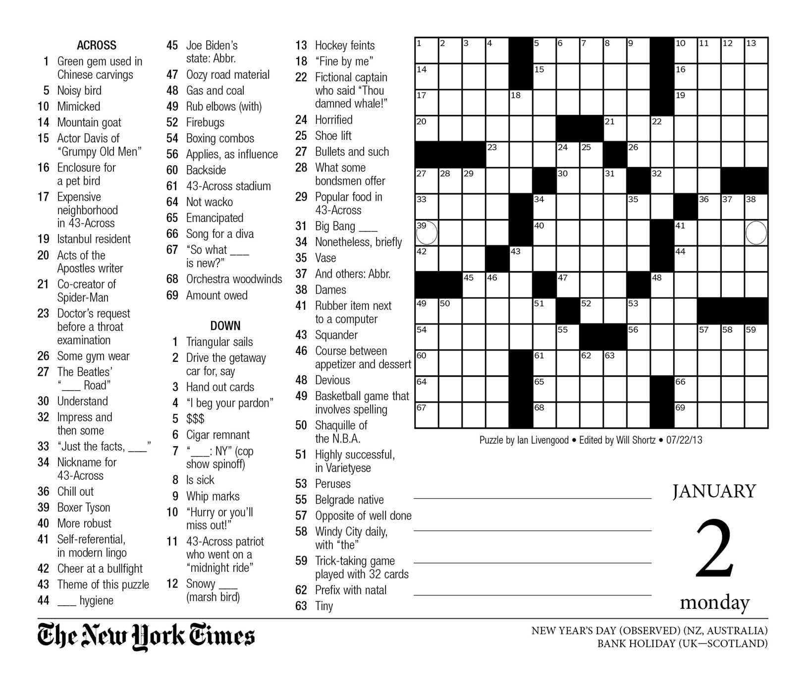 New York Times Crossword Printable Free Free Printable