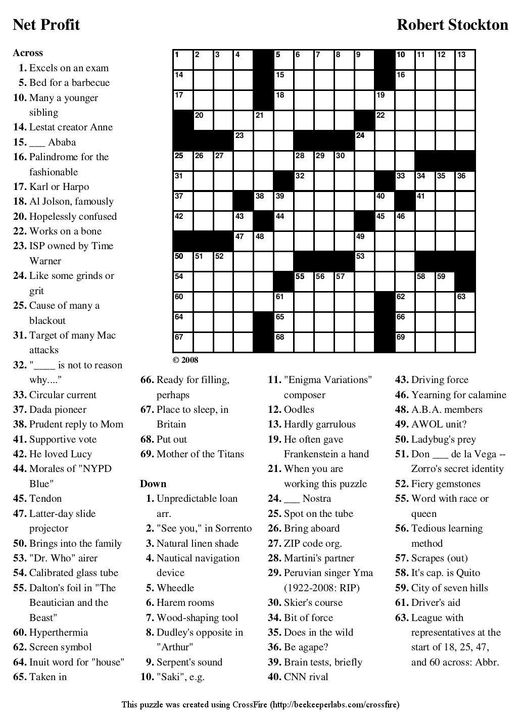 Crosswords Crossword Maker Puzzle Free Netprofit ~ Themarketonholly - Crossword Maker Free And Printable