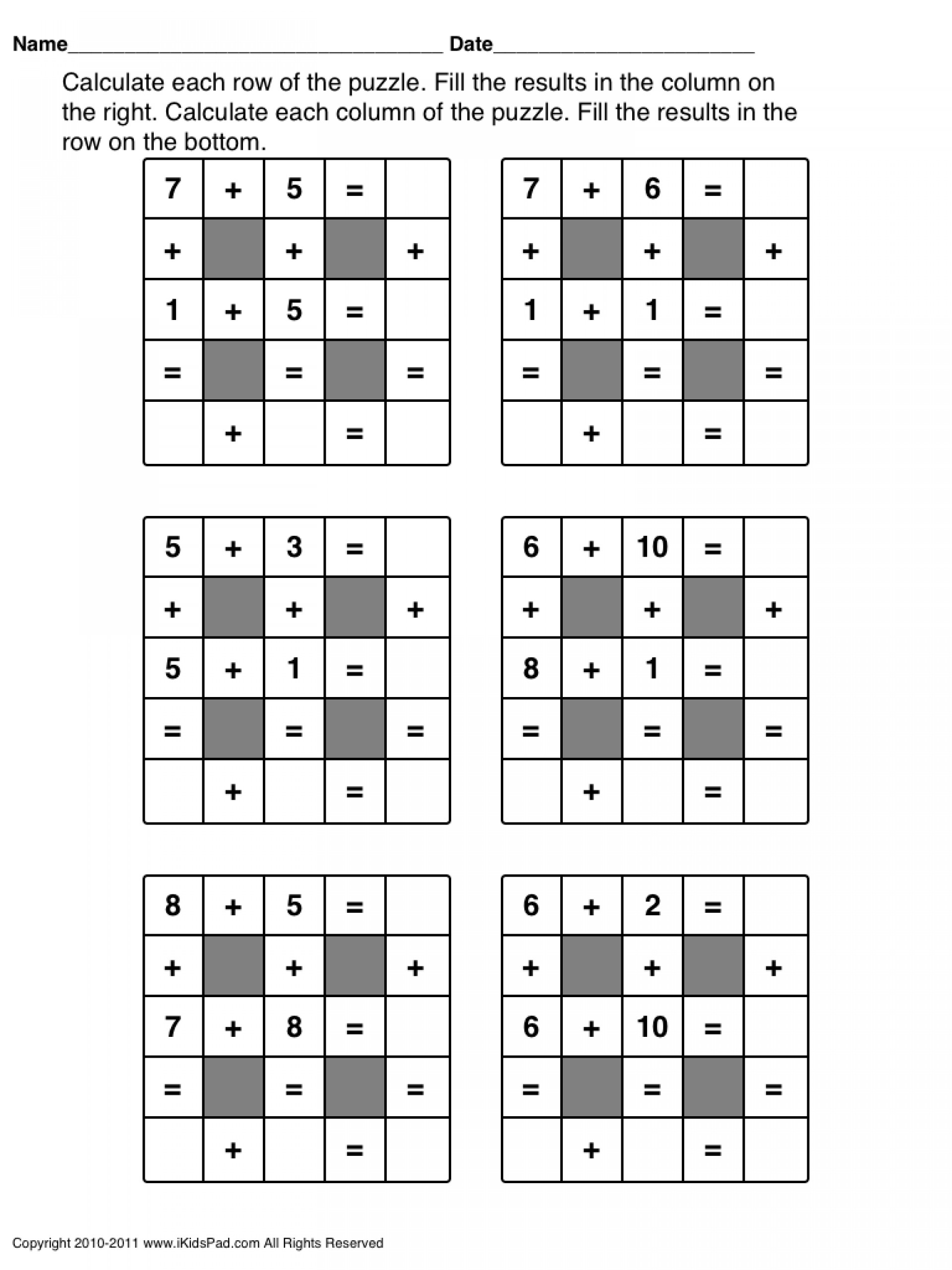 Crosswords Fun Maths For 2Nd And 3Rd Graders Free Printable Second - Free Printable Thanksgiving Math Worksheets For 3Rd Grade