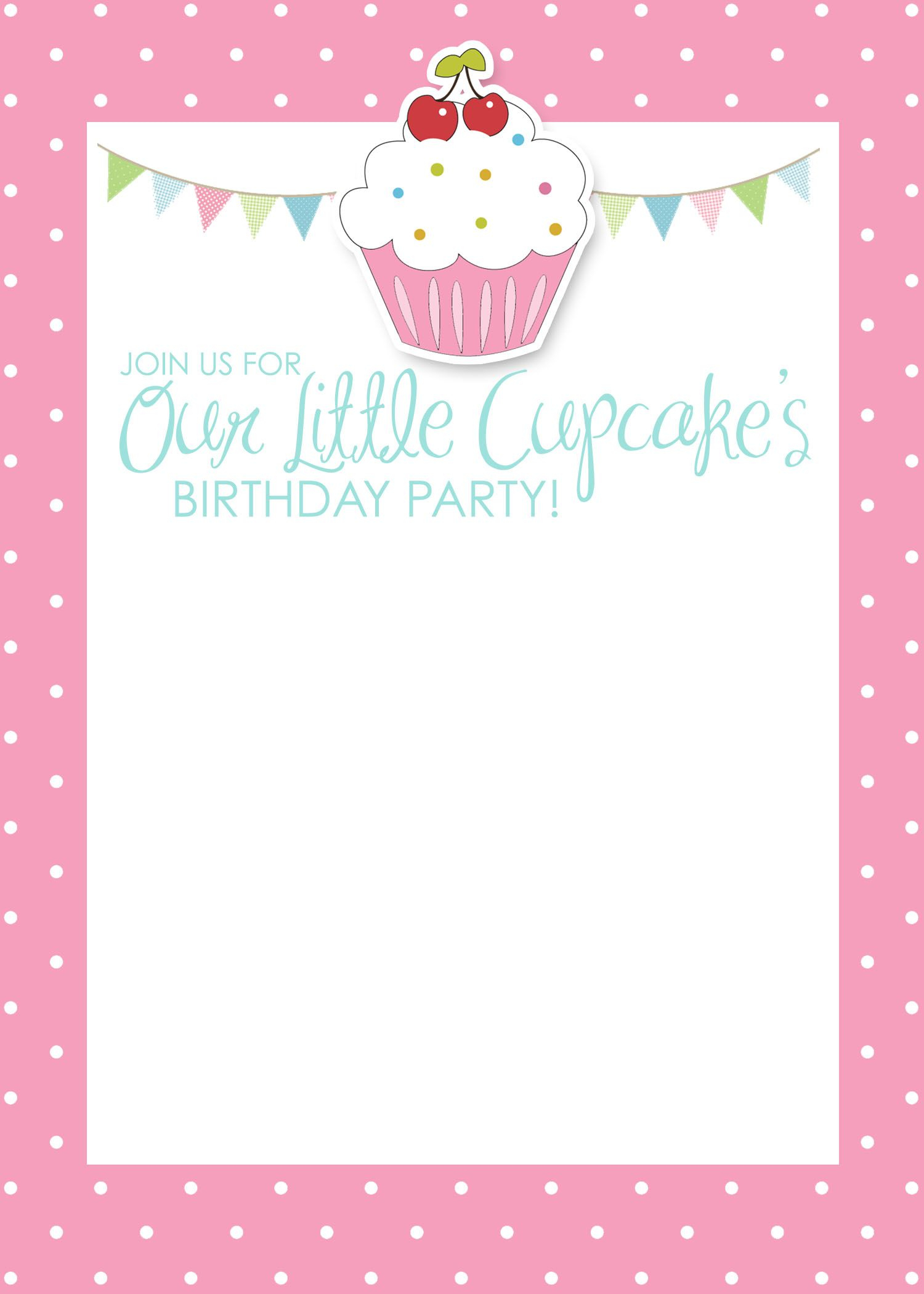 Cupcake Birthday Party With Free Printables | Parties W/ Pizzaz - Free Printable Polka Dot Birthday Party Invitations