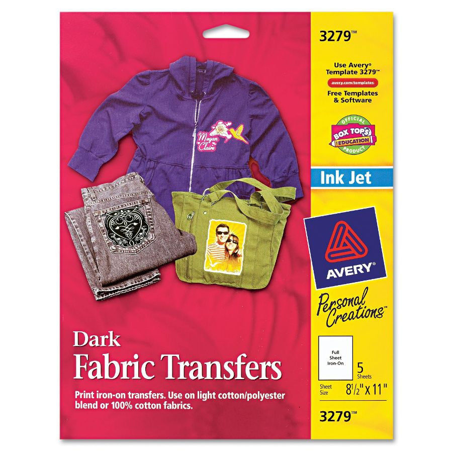 Custom Transfers Dark T-Shirts Inkjet Printable Iron-On Avery 3279 - Free Printable Iron On Transfers For T Shirts
