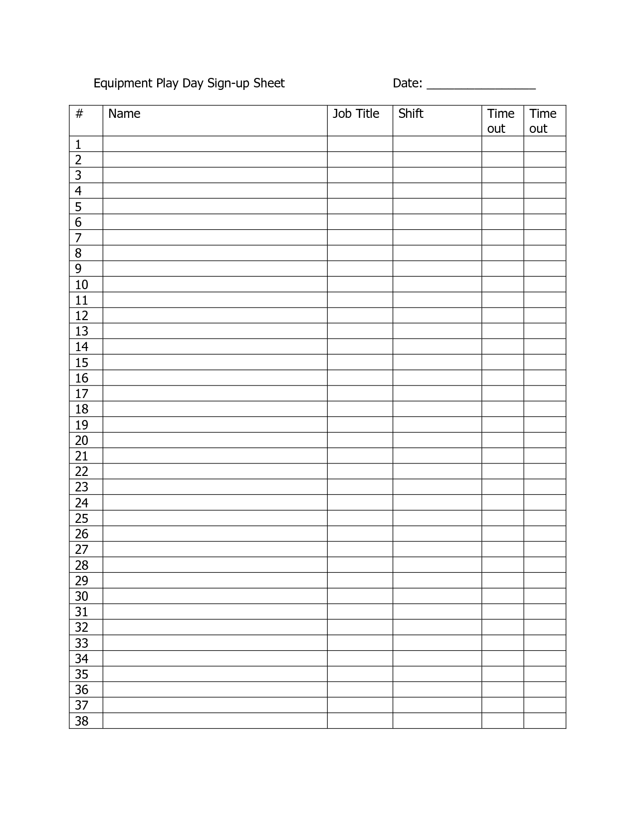 Customizable Printable Sign Up Sheets Templates | In Sheet Template - Free Printable Sign In Sheet