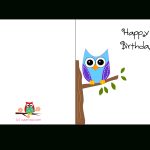 Cute Owl Sitting On A Branch Happy Birthday Card | Favorite   Free Printable Birthday Cards For Him