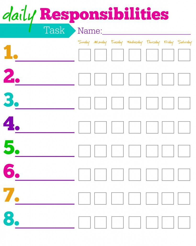 Daily Responsibilities Chart For Kids! Free Printable To Help - Children&amp;#039;s Routine Charts Free Printable