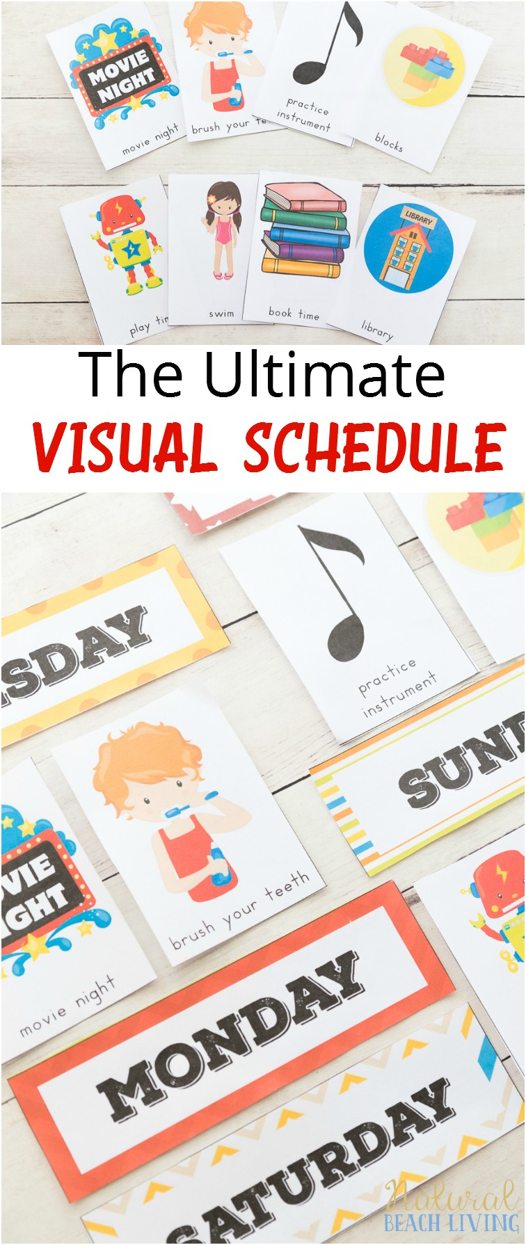 Daily Visual Schedule For Kids Free Printable - Natural Beach Living - Free Printable Visual Schedule For Preschool