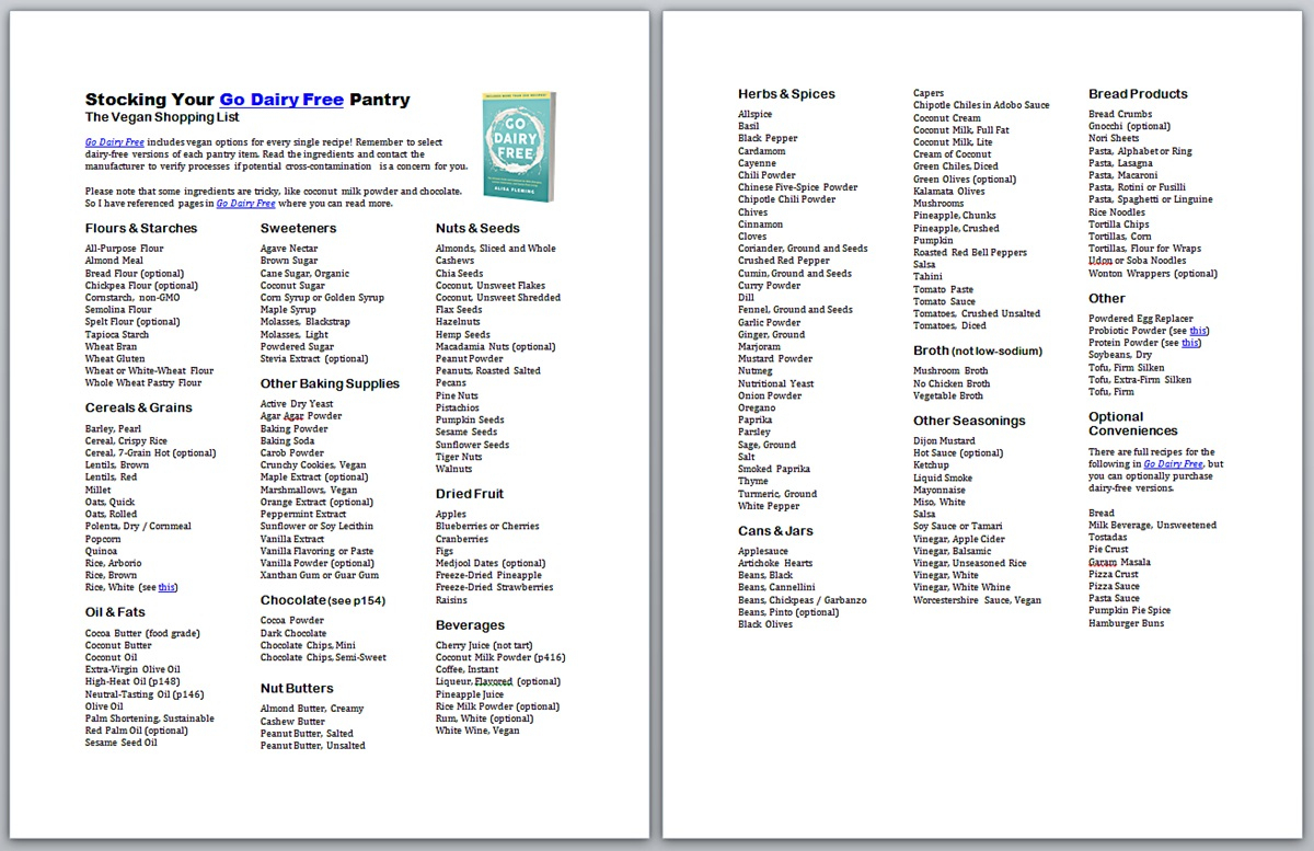 Dairy Free Pantry Stocking Printables With Shopping Lists For All - Gluten Free Food List Printable