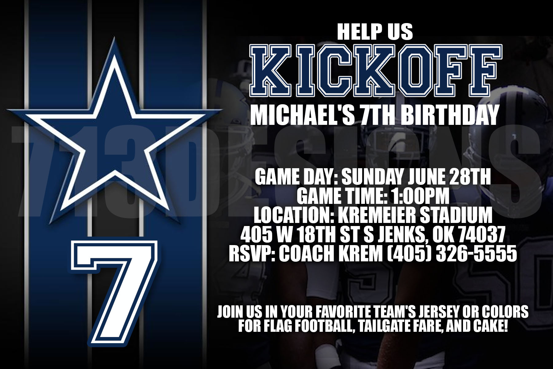 Dallas Cowboys Birthday Invitation - Free Printable Dallas Cowboys Birthday Invitations