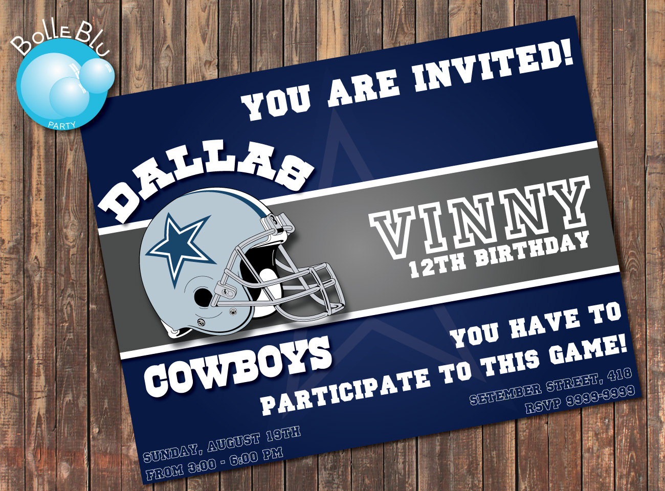 Dallas Cowboys Birthday Party Invitations - Free Printable Dallas Cowboys Birthday Invitations