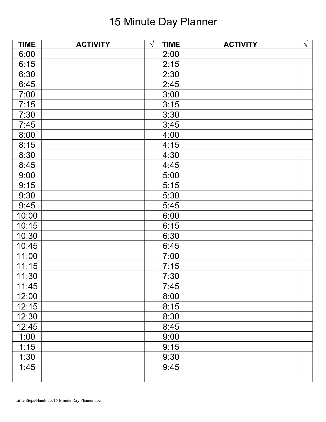 Day Planner Template | 15 Minute Day Planner | Organizing - Free Printable Daily Planner 15 Minute Intervals