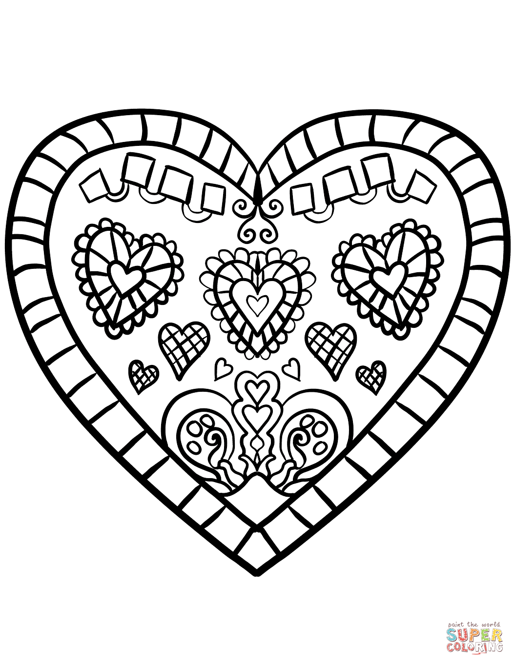 Decorated Heart Coloring Page | Free Printable Coloring Pages - Free Printable Heart Coloring Pages