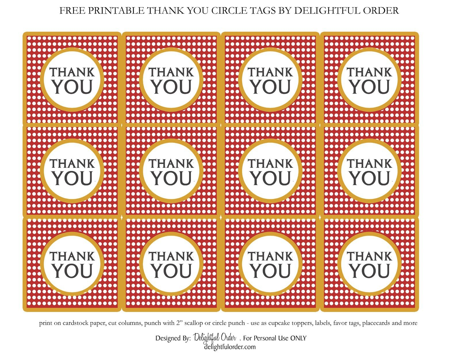 Delightful Order: Free Printable Thank You Circle Tags | Digi - Free Printable Thank You Tags