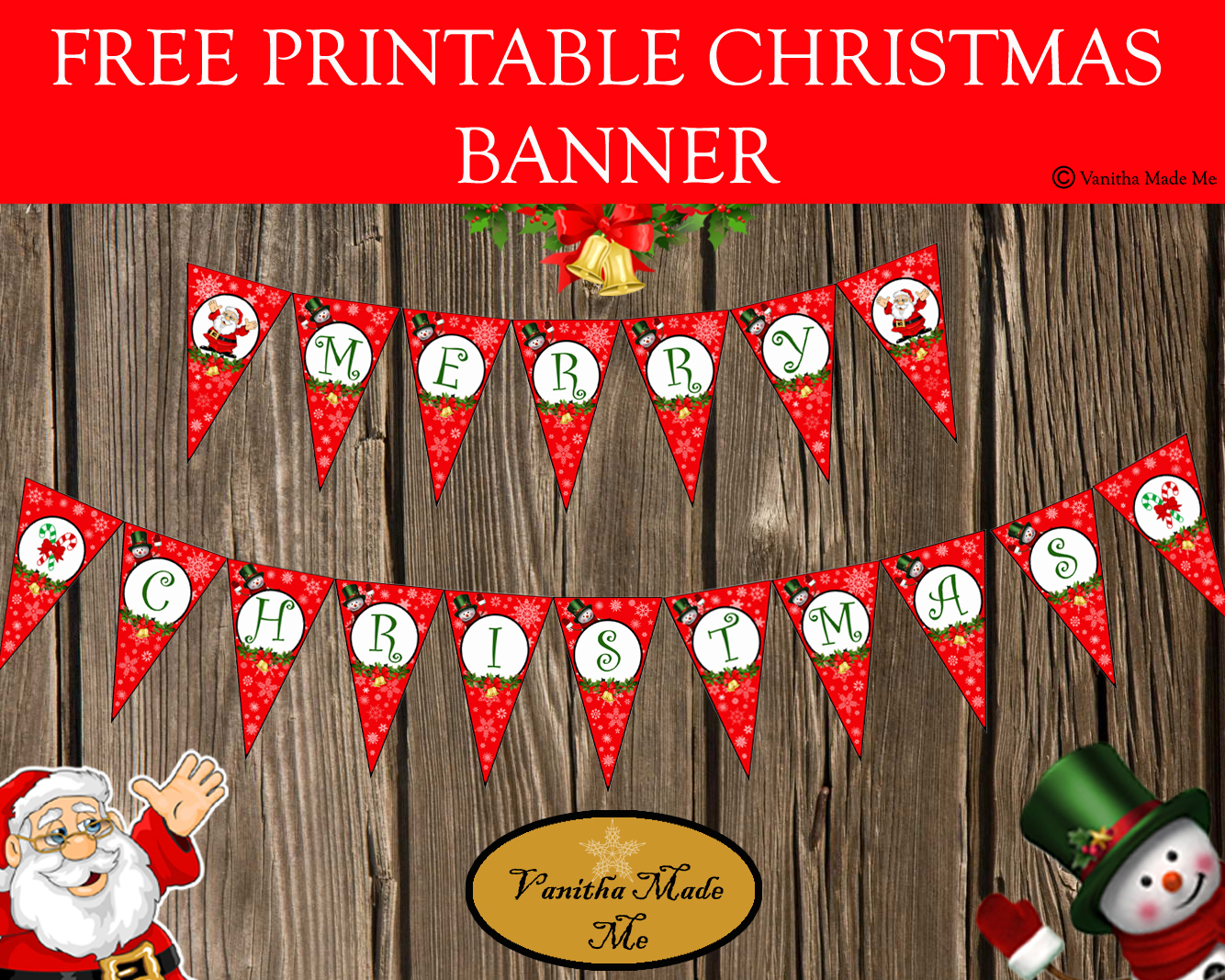 Diy Free Printable Christmas Banner | Vanitha Made Me - Free Printable Christmas Banner