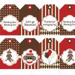 Diy Sock Monkey Red Brown Printable Party Water Bottle Labels Wraps   Free Printable Sock Monkey Pictures