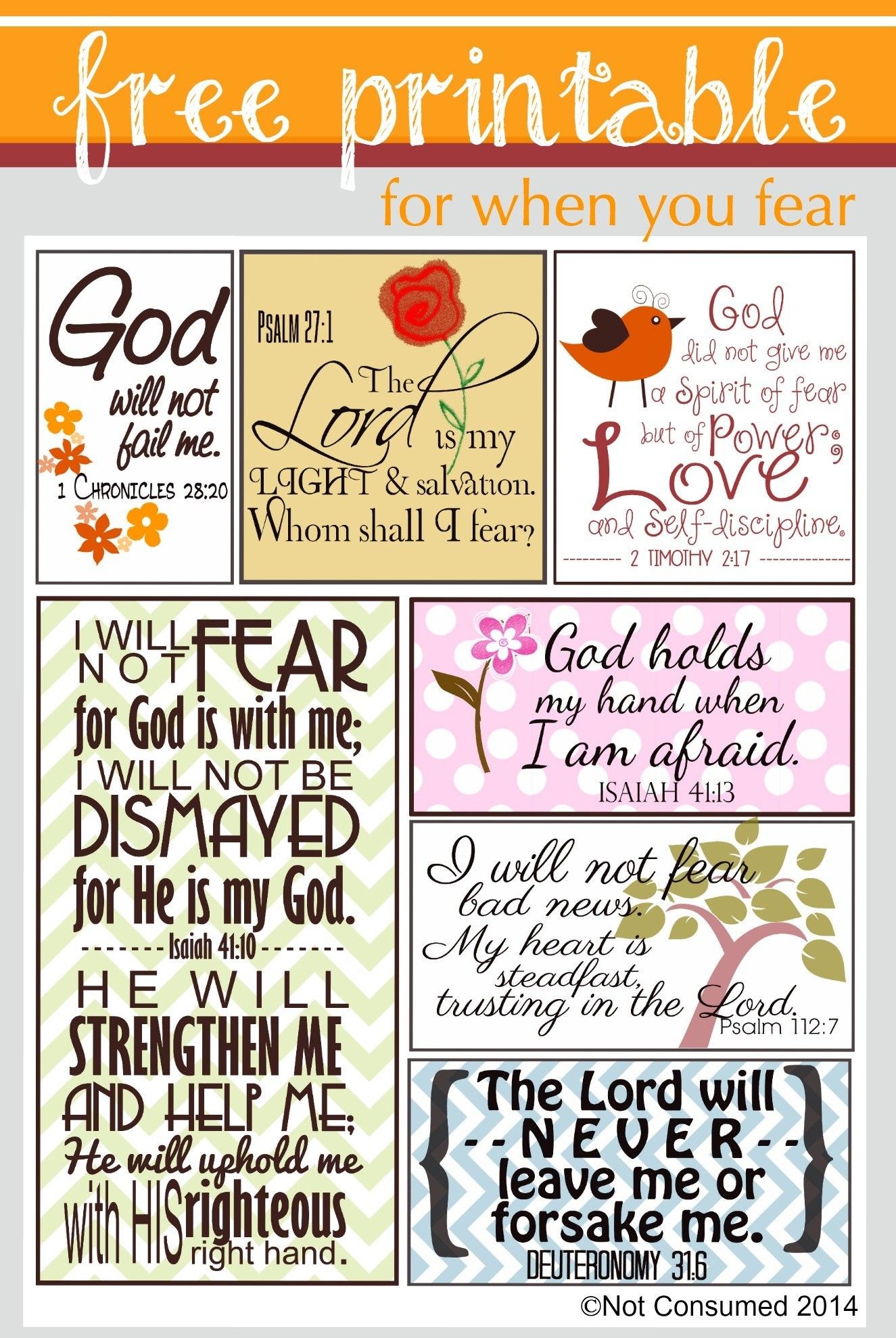 Does Fear Sometimes Settle Into Your Heart? Use God&amp;#039;s Truth To - Free Printable Scripture Cards