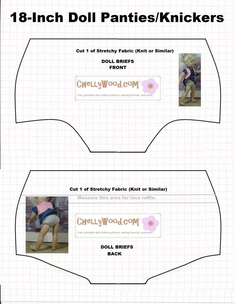 Doll Underwear Pattern (Briefs) To Fit 18 Inch Dolls Like American - 18 Inch Doll Clothes Patterns Free Printable