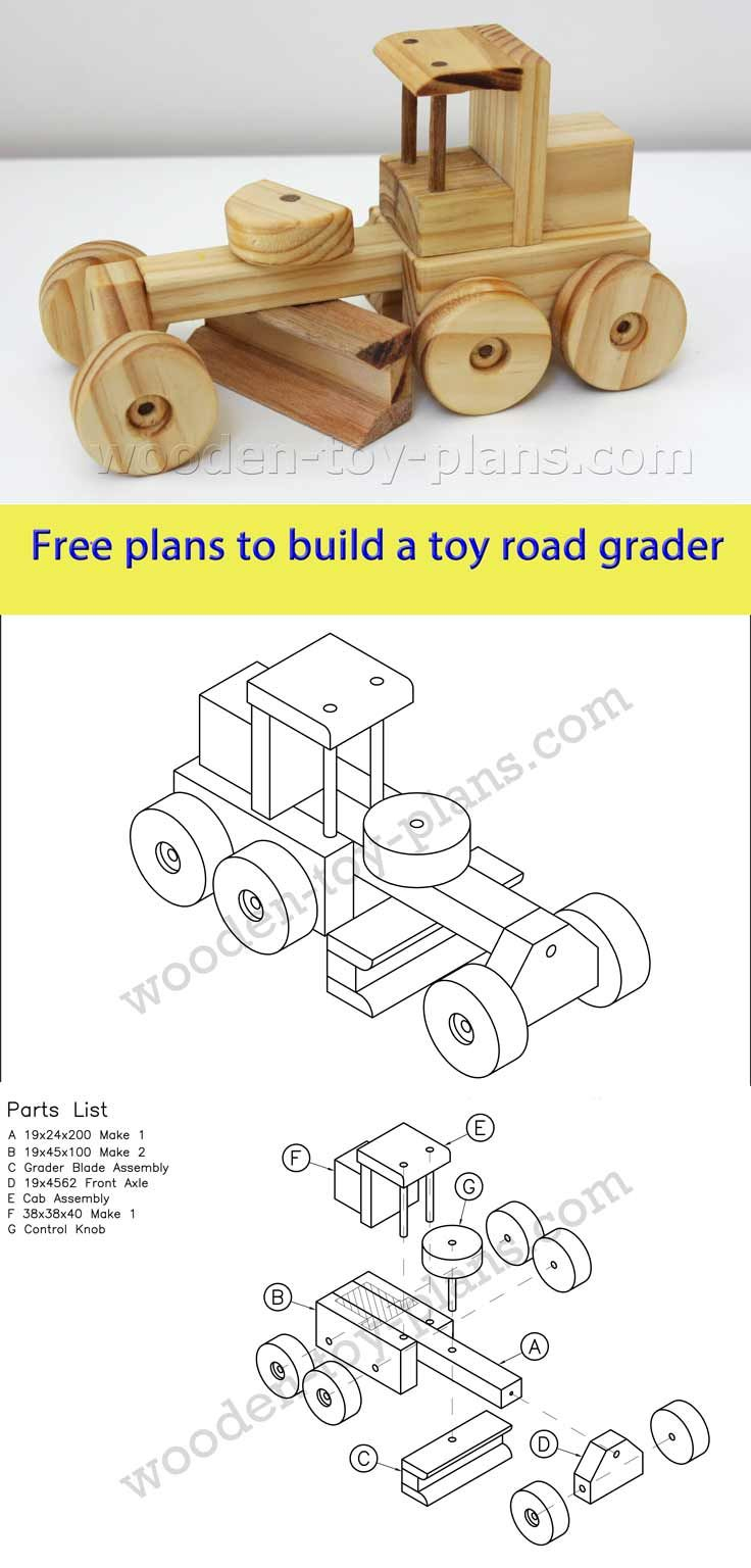 Download Free Printable Plans To Build This Toy Road Grader. Plans - Free Wooden Toy Plans Printable