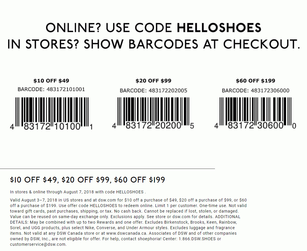 Free Printable Coupons For Dsw Shoes