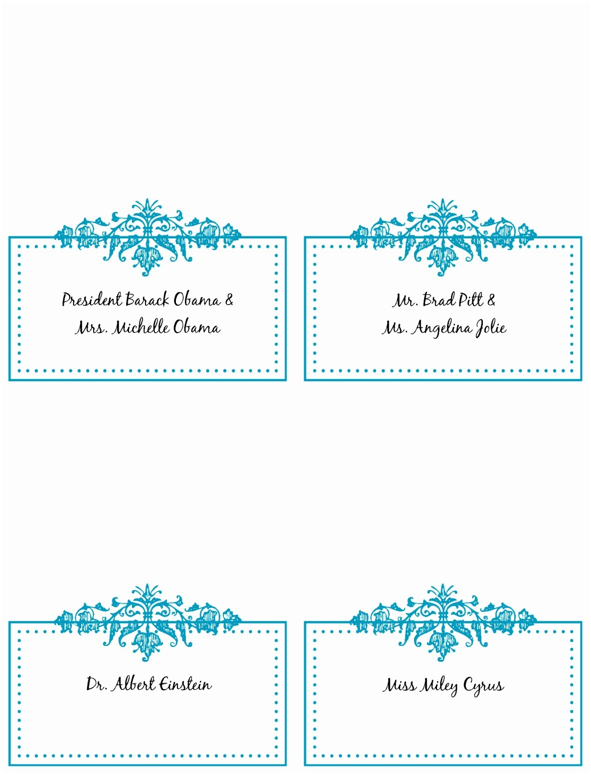 √ 9 Table Place Cards Template Word Rawoz - Free Printable Place Cards Template