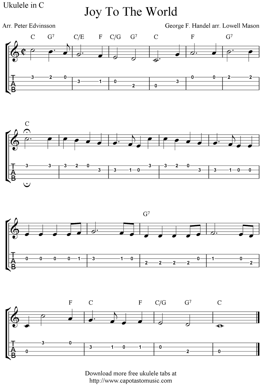 ✓&amp;quot;joy To The World&amp;quot; Ukulele Sheet Music - Free Printable | Tips For - Free Printable Ukulele Songs