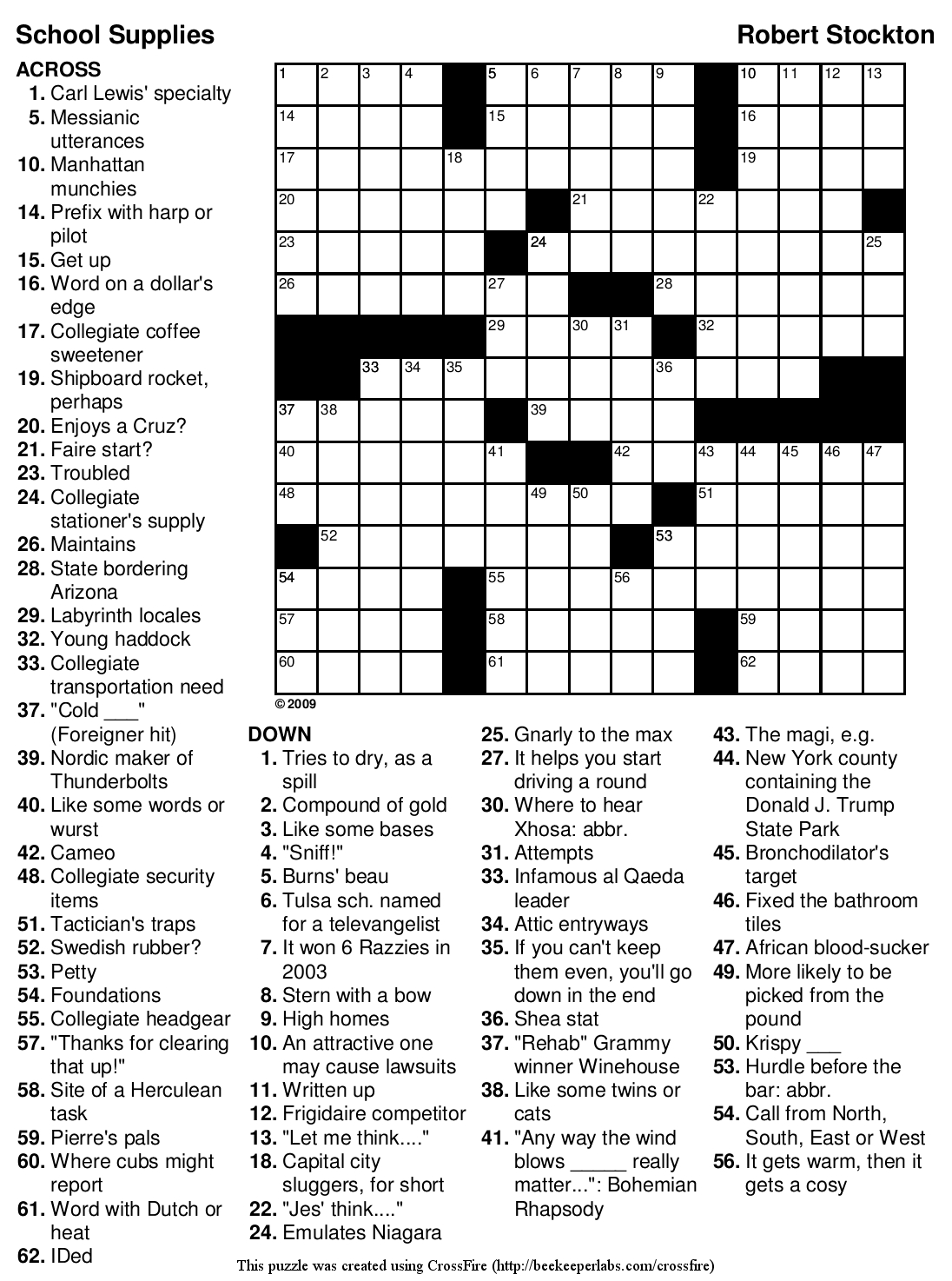 Easy Printable Crossword Puzzles | Educating The Doolittle - Free Printable Crosswords Medium