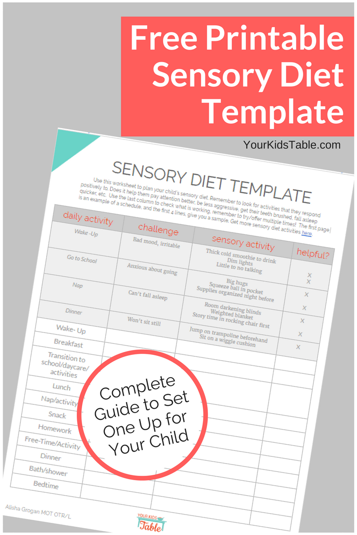 Easy To Use Sensory Diet Template With A Free Pdf | Ot | Pinterest - Free Printable Sensory Stories