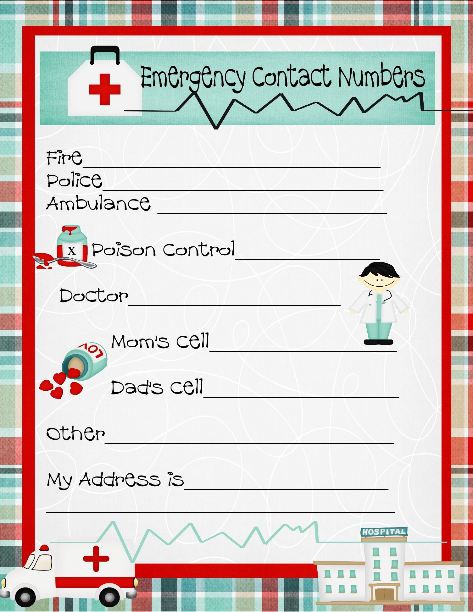 Emergency Numbers Printable | Emergency Contact Phone Numbers And A - Free Printable Emergency Phone List